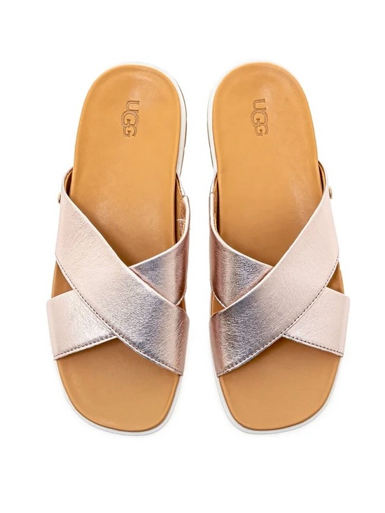 UGG Shoes - UGG Metallic Rose Cross-Strap Slide